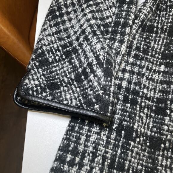 ELLEN TRACY Houndstooth Wool Blend Pea Coat Black Ivory Textured Lined Sz 14 NWT - Picture 10 of 16